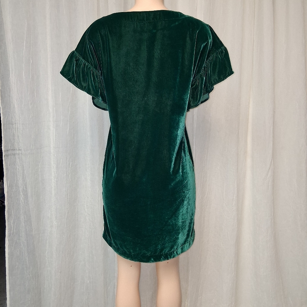 GAP Emerald Velvet Mini Dress Women Size S - Picture 4 of 16